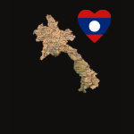 Laos Flag Heart Map Fitted AA T-Shirt