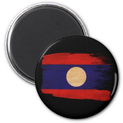 Laos Flag Fridge Magnet by Zipperedflags. Original flag design looks like it