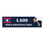 Laos Flag Map Text Bumper Sticker