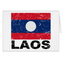 Laos Vintage Flag Greeting Cards