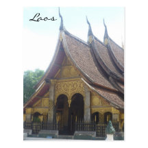 laos wat roof postcards