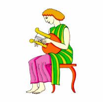 Lap Harp Female Player Ancient Style Graphic Photo Cutout