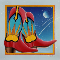 Lapel Pin - Cowboy Boots, Sunrise Sunset Acrylic Cut Out