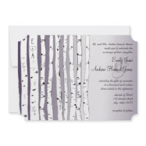 Lapis Purple Birch Tree Wedding Invitations