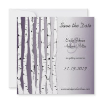 Lapis Purple Birch Tree Wedding Save the Date Personalized Announcements
