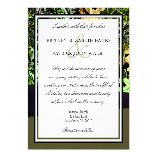 Lapis Purple Hunting Camo Wedding Invitations