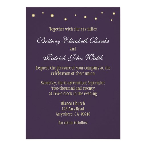 Lapis Purple Mason Jar Firefly Wedding Invitations