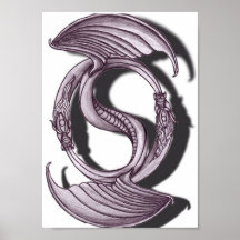 Lápiz del dragón de Yin Yang Posters