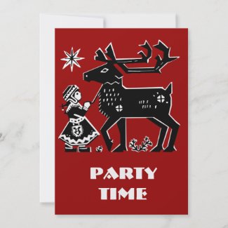 Lapland Girl Holds Reindeer Party Event Invitation invitation