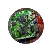 Laptop circuit board round wallclock