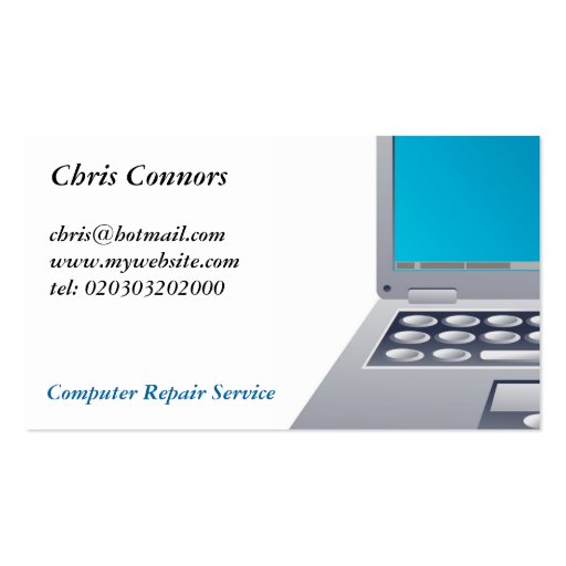 Laptop Computer Business Card Template (front side)