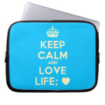 [Crown] keep calm and love life; [Love heart]  Laptop/netbook Sleeves Laptop Sleeves