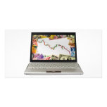 Laptop showing bear market chart photo cards