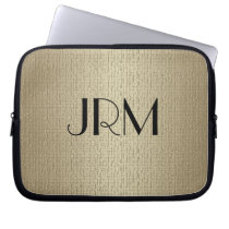 Laptop sleeve - Linen background with Monogram