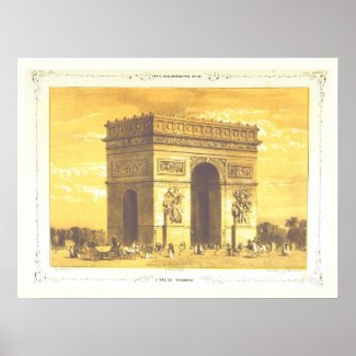 L'Arc de Triomphe, Paris, Vintage Print 1840