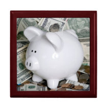 Large 7.125" Square w/6" Tile, Mahogany-piggybank Keepsake Box