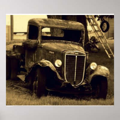 Large Antique Truck Poster Vintage Vehicle by CountryCorner