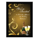Large Black and Gold Swirl, Custom Birthday Party invitations
