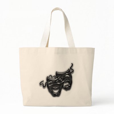 Large Black Masks Tote Bag by CaughtintheAct