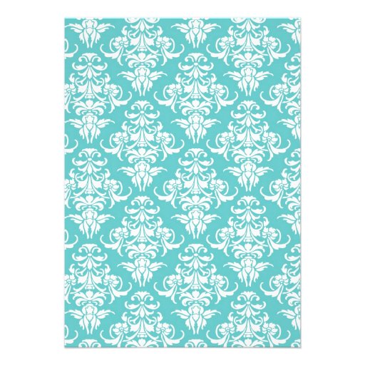 Large Blue Damask Bridal Shower Personalized Announcement