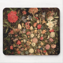 Large bouquet of flowers in a wooden tub mouse pad