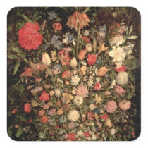 Large bouquet of flowers in a wooden tub sticker
