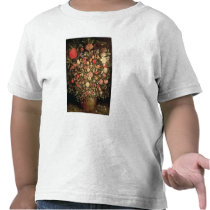 Large bouquet of flowers in a wooden tub t-shirts