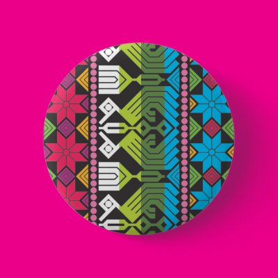 Large Bright and Floral Pinback Button Zazzle_button