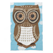 Large Brown Owl Cloud Kitchen Towel