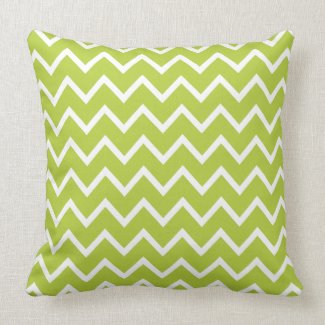 Large Chartreuse Green Chevron Pillow