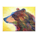 Large Colorful Abstract Bear Art Canvas Print