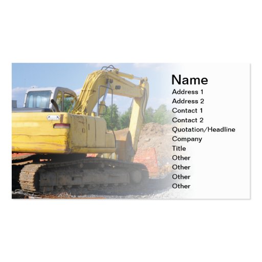 large construction equipment business card (front side)