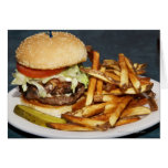 large double half pound burger fries and cola greeting card