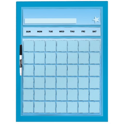 Large Dry Erase ReWritable Calendar blue Dry Erase Boards Zazzle