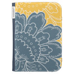 Large Floral Motif Pillow Kindle Case (blue)