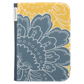 Large Floral Motif Pillow Kindle Case (blue)