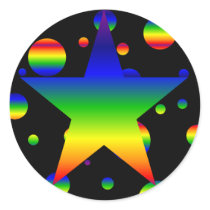 Large funky rainbow star polka dot stickers stickers