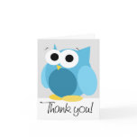 Large Funny Blue Owl "Thank you" Note Card Large Funny Blue Owl "Thank you" Note Card