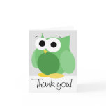 Large Funny Green Owl "Thank you" Note Card Large Funny Green Owl "Thank you" Note Card