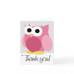 Large Funny Pink Owl "Thank you" Note Card Large Funny Pink Owl "Thank you" Note Card