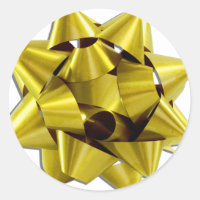 Large Gold Christmas Bow Classic Round Sticker
