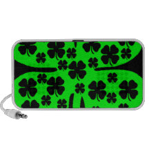 Large Green Four leaf clover black clovers Travel Speaker