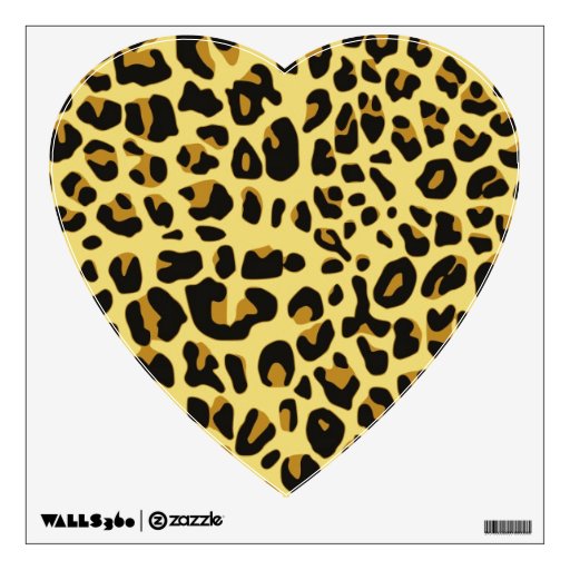 Large Heart Wall Decal with Leopard Print Zazzle