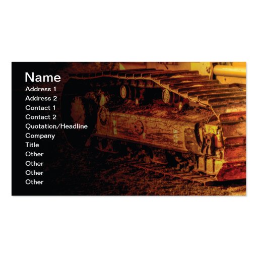 large heavy duty construction equipment business card (front side)