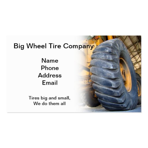 Large Industrial Tire Repair and Service Business Card Template (front side)