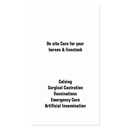 Large Livestock Veterinarian - Black Angus Cow Business Cards (back side)