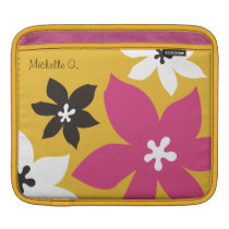 Large modern flower print personalized yellow pink ipad sleeves