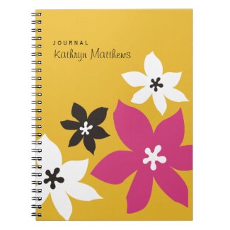Large modern flower print yellow blossom journal