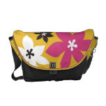Large modern flower print yellow hot pink black commuter bags