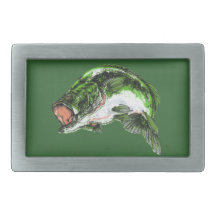 Large mouth Bass Rectangular Belt Buckles